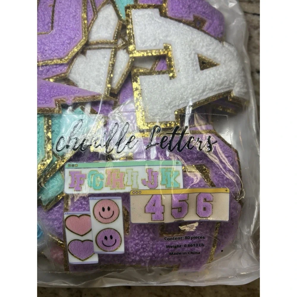 Chenille Letters Logo Iron-On Embroidered Patches 80 Pack for Clothes
